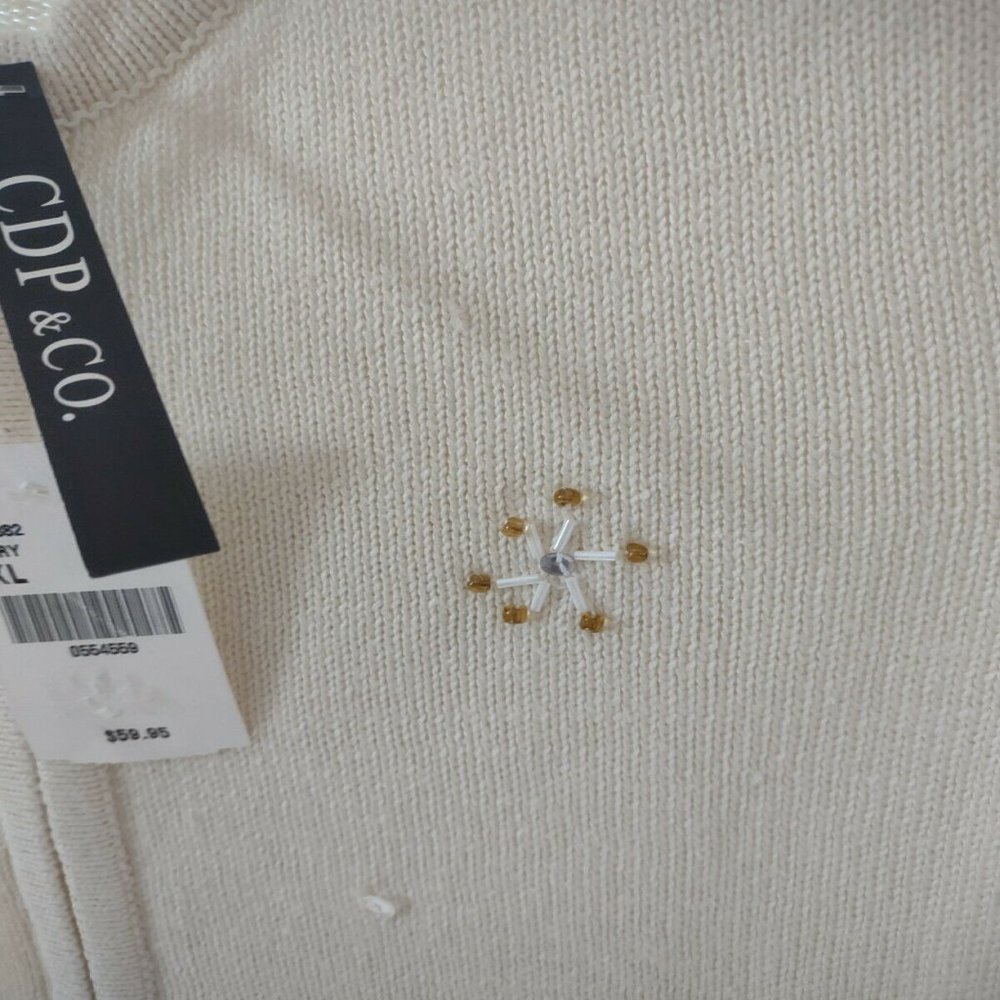 NWT CDP & Co Vintage Christmas Sweater vest glittery silver gold snowflakes - Picture 9 of 10